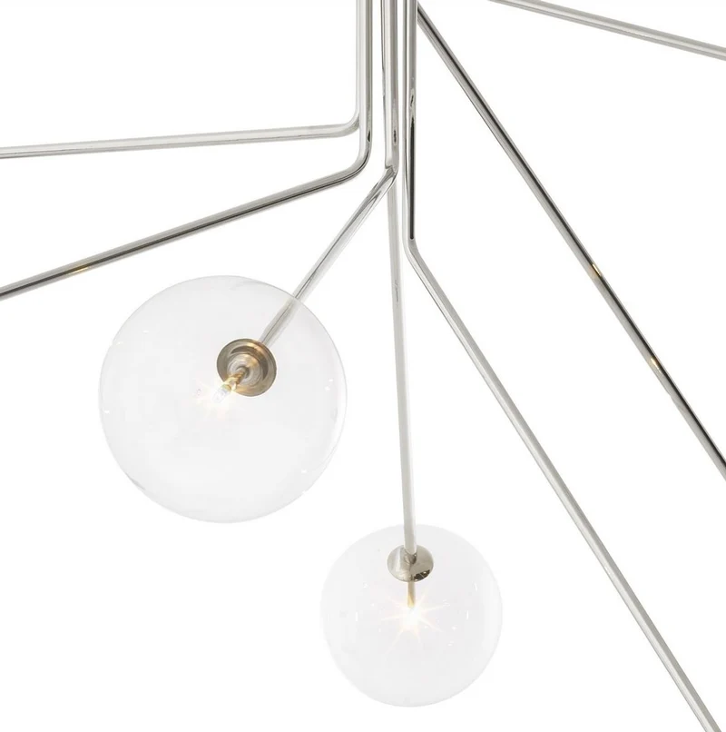 Casa Padrino Luxus Halogen Kronleuchter Silber 192 x 192 x H. 85 cm - Moderner dimmbarer Kronleuchter mit runden Glas Lampenschirmen - Luxus Kollektion