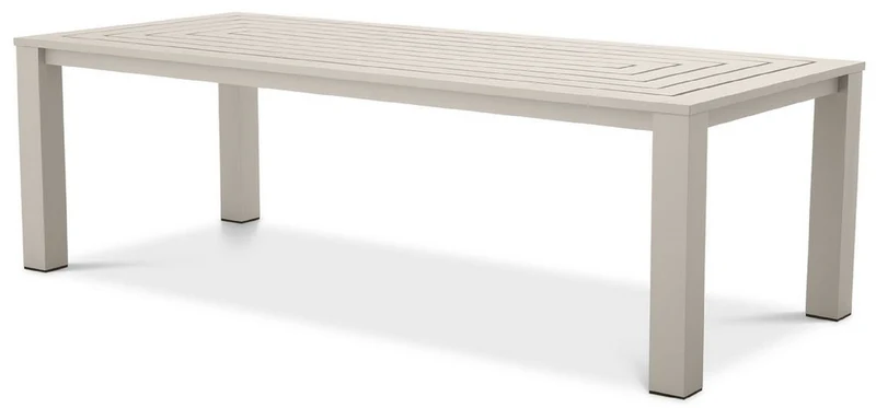 Casa Padrino Luxus Esstisch Sandfarben 240 x 105 x H. 74,5 cm - Wetterbeständiger Aluminium Tisch - Garten Tisch - Terrassen Tisch - Garten Möbel - Terrassen Möbel - Luxus Qualität