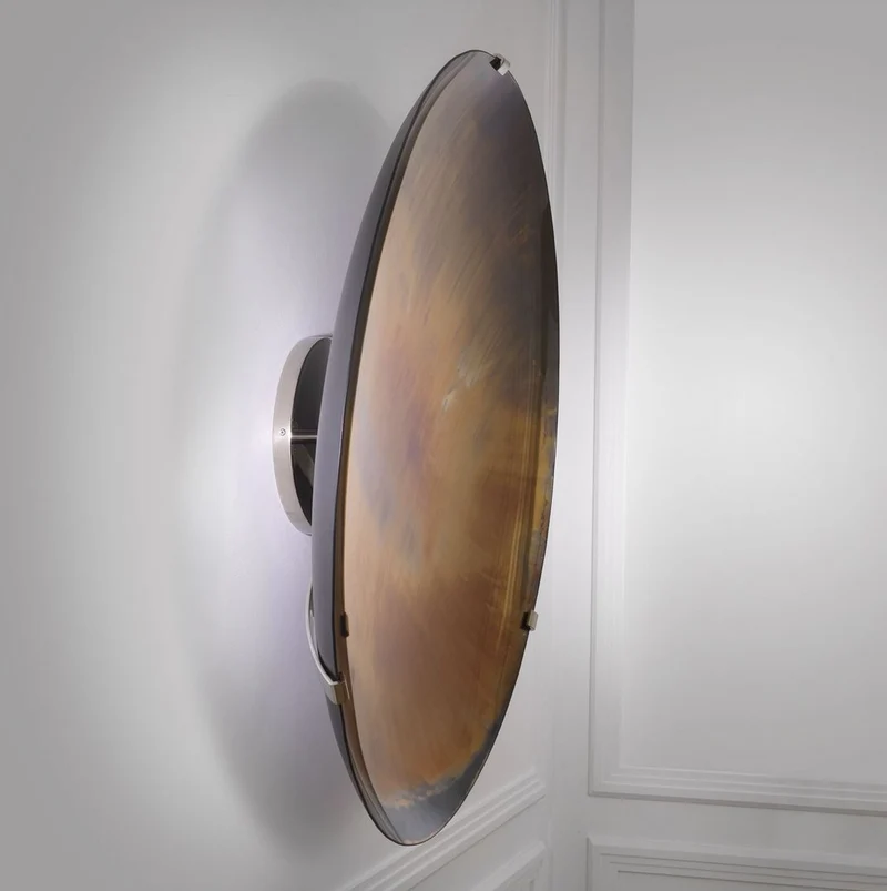 Casa Padrino Luxus Spiegel Mehrfarbig Ø 119 cm - Runder konkaver Wandspiegel mit Wandhalterung - Luxus Kollektion