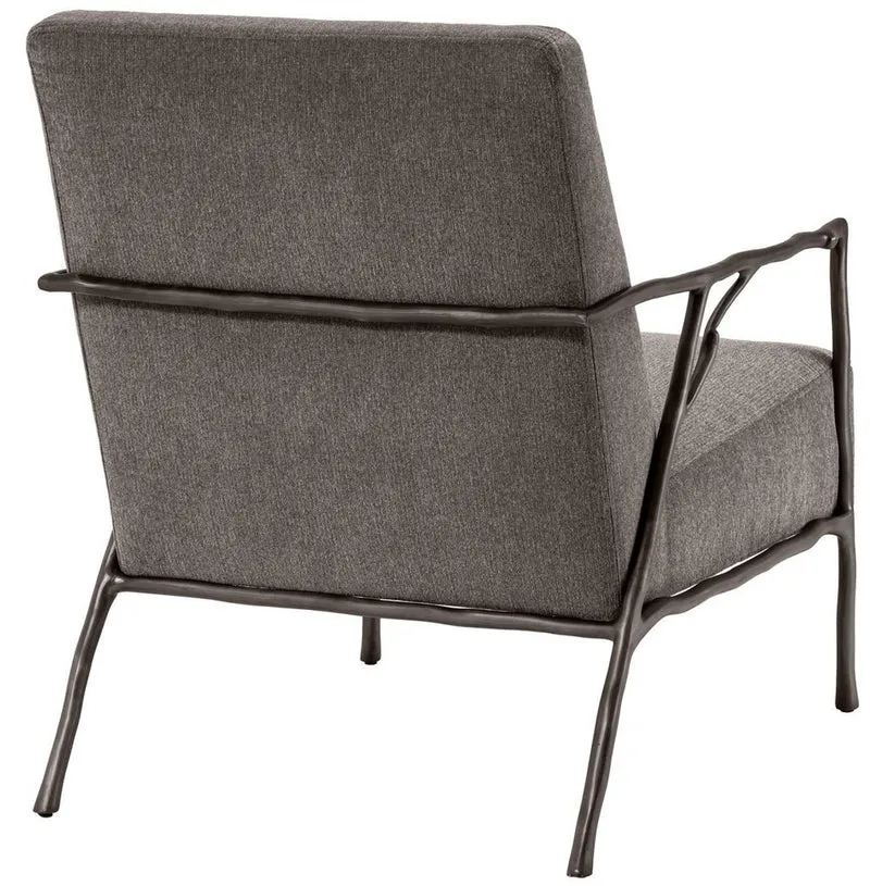 Casa Padrino Luxus Lounge Sessel Graubraun / Bronzefarben 63 x 81 x H. 82 cm - Wohnzimmer Sessel - Hotel Sessel - Luxus Möbel