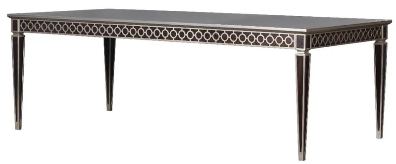 Casa Padrino Luxus Art Deco Esstisch Schwarz / Silber 240 x 110 x H. 78 cm - Edler Esszimmertisch - Art Deco Esszimmer Möbel