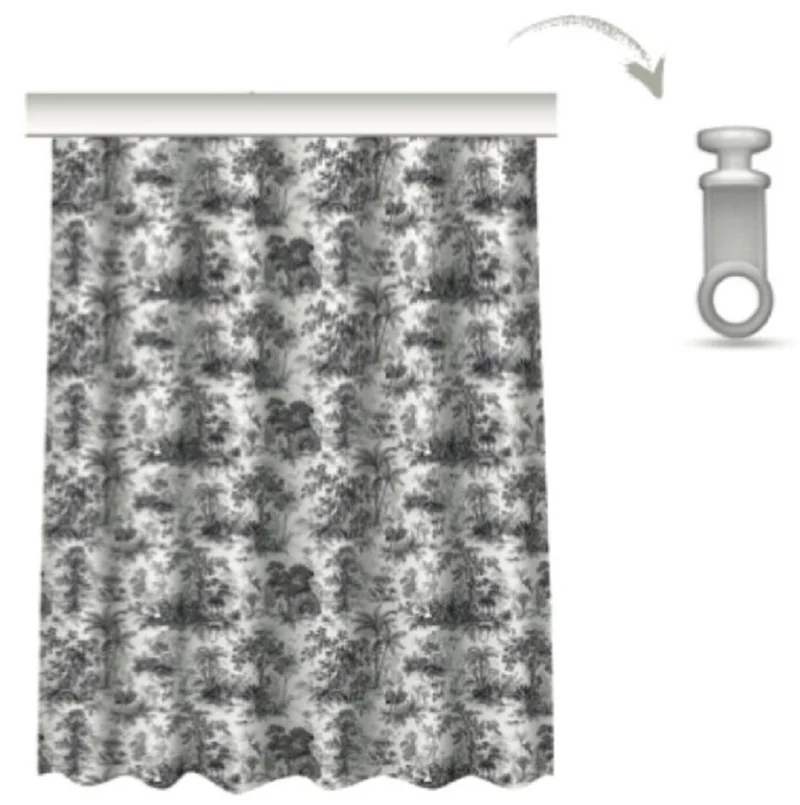 Casa Padrino Luxus Vorhang Set Dschungel Weiß / Schwarz 250 x H. 290 cm - Bedruckte Leinen & Samt Vorhänge - Ösenvorhänge - Schiebevorhänge - Wohnzimmer Schlafzimmer Vorhänge