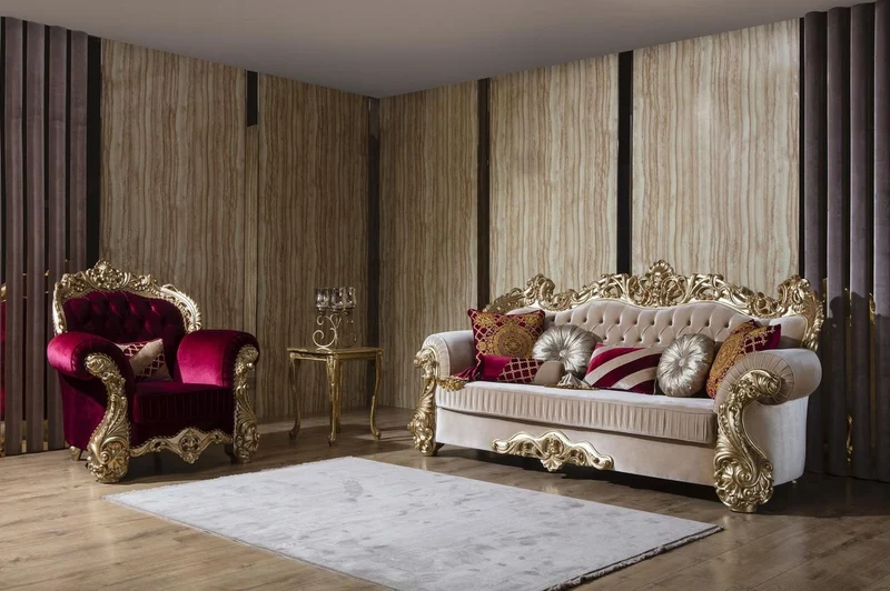 Casa Padrino Luxus Barock Sessel Bordeauxrot / Gold 120 x 100 x H. 117 cm - Prunkvoller Wohnzimmer Sessel mit dekorativem Kissen - Barock Wohnzimmer Möbel