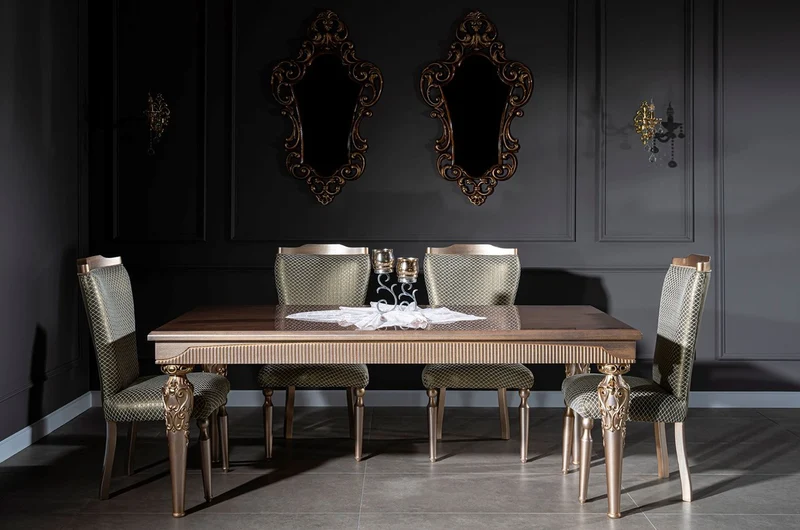 Casa Padrino Luxus Barock Esszimmer Stuhl Set Grün / Silber / Kupfer / Gold 55 x 55 x H. 102 cm - Küchen Stühle 6er Set - Esszimmer Möbel im Barockstil