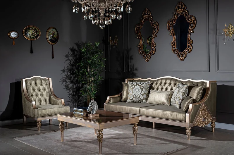 Casa Padrino Luxus Barock Sofa Grün / Silber / Kupfer / Gold 210 x 86 x H. 89 cm - Wohnzimmer Sofa mit dekorativen Kissen - Barock Wohnzimmer Möbel