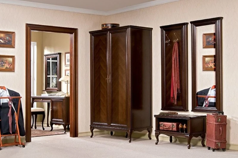 Casa Padrino Luxus Jugendstil Schlafzimmerschrank Dunkelbraun 114,5 x 60 x H. 206 cm - Massivholz Kleiderschrank mit 2 Türen - Barock & Jugendstil Schlafzimmer Möbel
