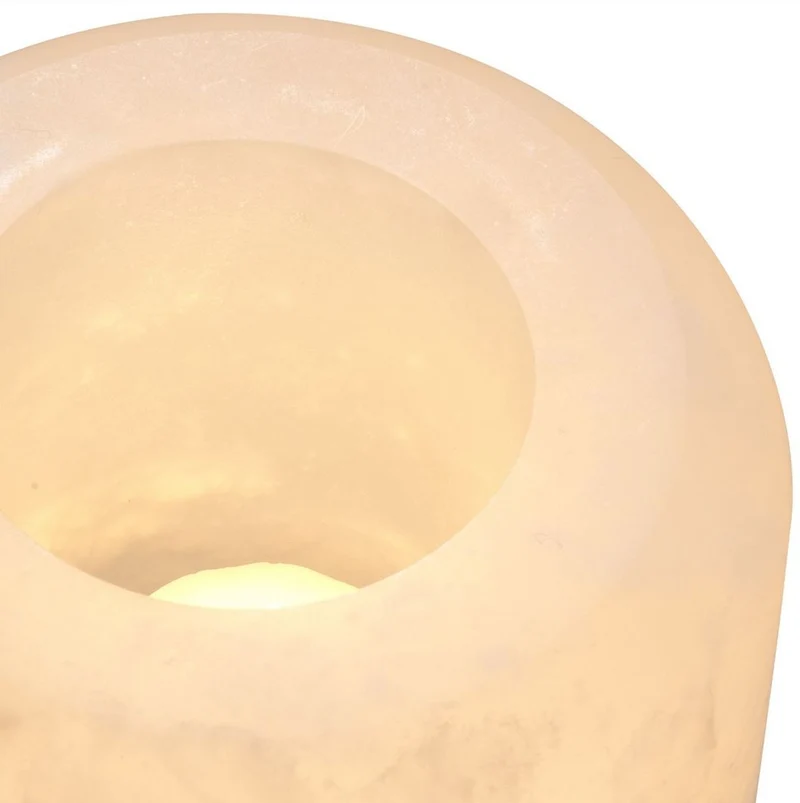 Casa Padrino Luxus Alabaster Teelichthalter Ø 12 x H. 16 cm - Deko Accessoires - Luxus Qualität