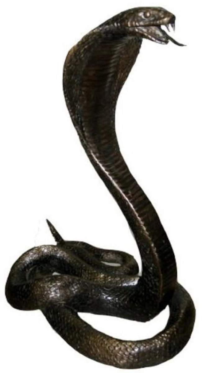 Casa Padrino Luxus Bronzefigur Cobra Schlange Antik Bronzefarben 14 x 20 x H. 27 cm - Bronze Skulptur - Dekofigur - Deko Accessoires
