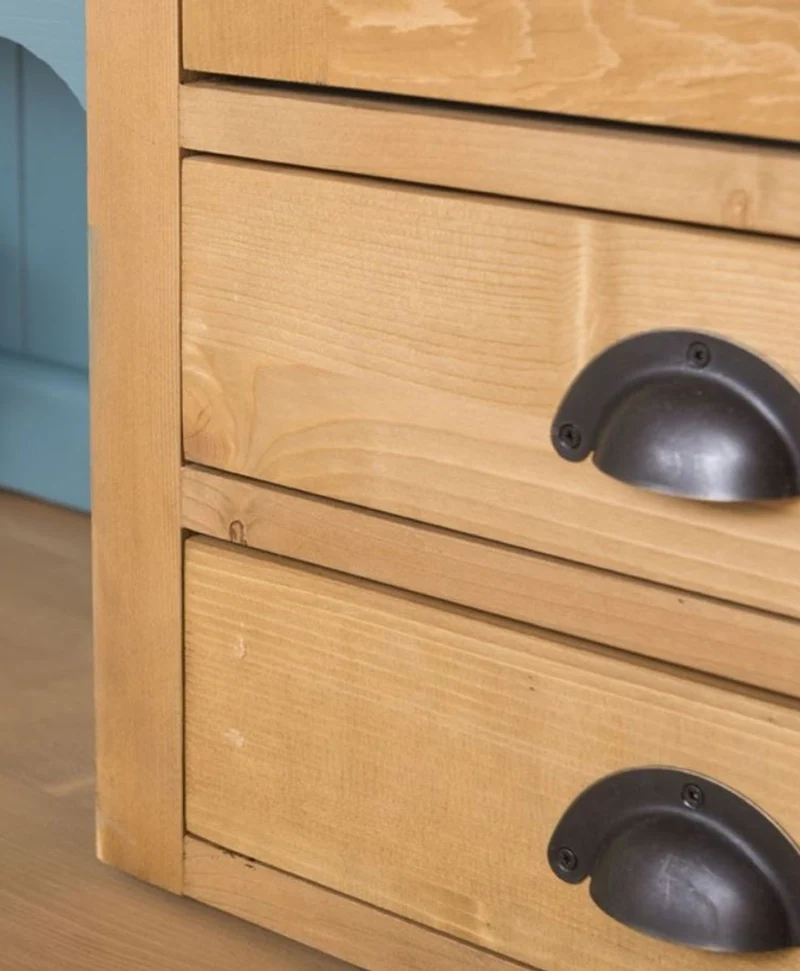 Casa Padrino Landhausstil Küchenschrank Naturfarben / Hellblau 180 x 50 x H. 197 cm - Massivholz Esszimmerschrank - Esszimmermöbel im Landhausstil