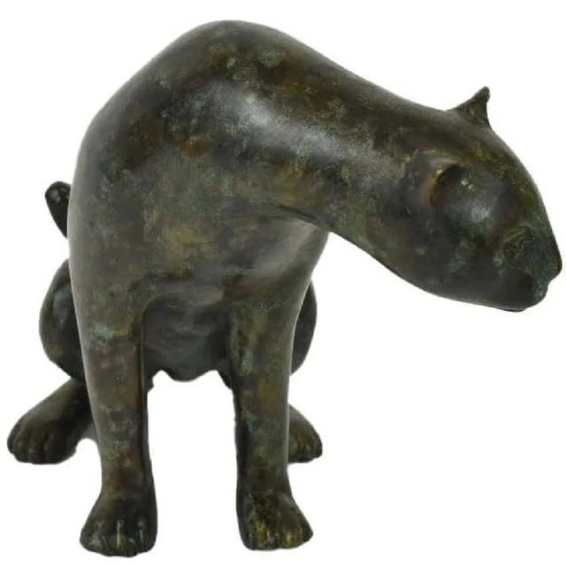Casa Padrino Luxus Bronzefigur Gepard Schwarz / Grün 20 x 33 x H. 22 cm - Bronze Skulptur - Dekofigur - Luxus Deko Accessoires