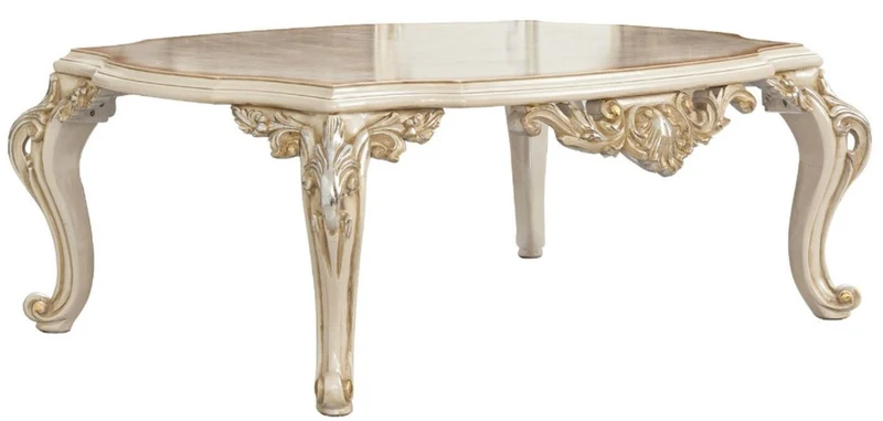 Casa Padrino Luxus Barock Wohnzimmer Set Grau / Braun / Weiß / Gold / Silber - 2 Sofas & 2 Sessel & 1 Couchtisch - Handgefertigte Barock Wohnzimmer Möbel - Edel & Prunkvoll