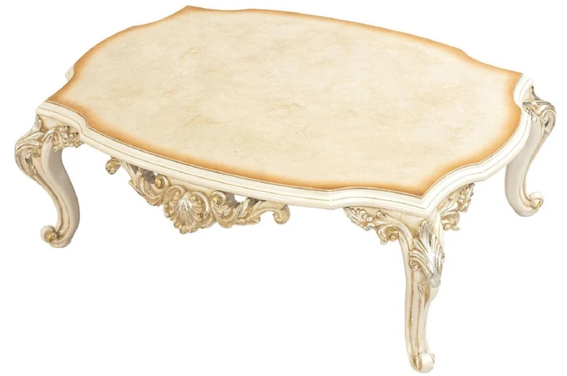 Casa Padrino Luxus Barock Wohnzimmer Set Grau / Braun / Weiß / Gold / Silber - 2 Sofas & 2 Sessel & 1 Couchtisch - Handgefertigte Barock Wohnzimmer Möbel - Edel & Prunkvoll