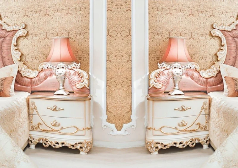 Casa Padrino Luxus Barock Nachtkommoden Set Weiß / Creme / Kupferfarben 70 x 55 x H. 68 cm - Prunkvolle Massivholz Nachttische - Barock Schlafzimmer Möbel