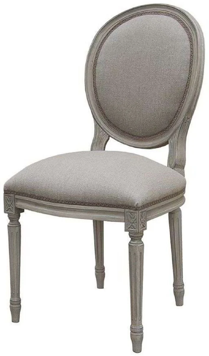 Casa Padrino Luxus Barock Esszimmer Stuhl Set Medaillon Grau 48 x 50 x H. 95 cm - Handgefertigte Esszimmerstühle im Barockstil - Barock Esszimmer Möbel - Luxus Qualität