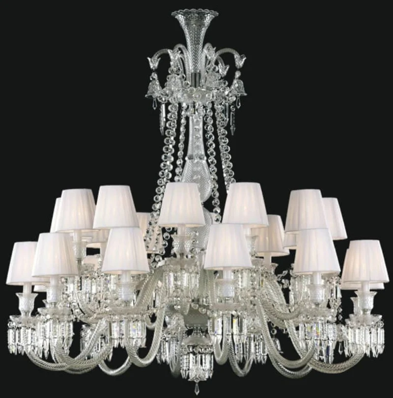 Casa Padrino Luxus Barock Kristallglas Kronleuchter Silber / Weiß Ø 110 x H. 120 cm - Hotel & Restaurant Kronleuchter - Edel & Prunkvoll