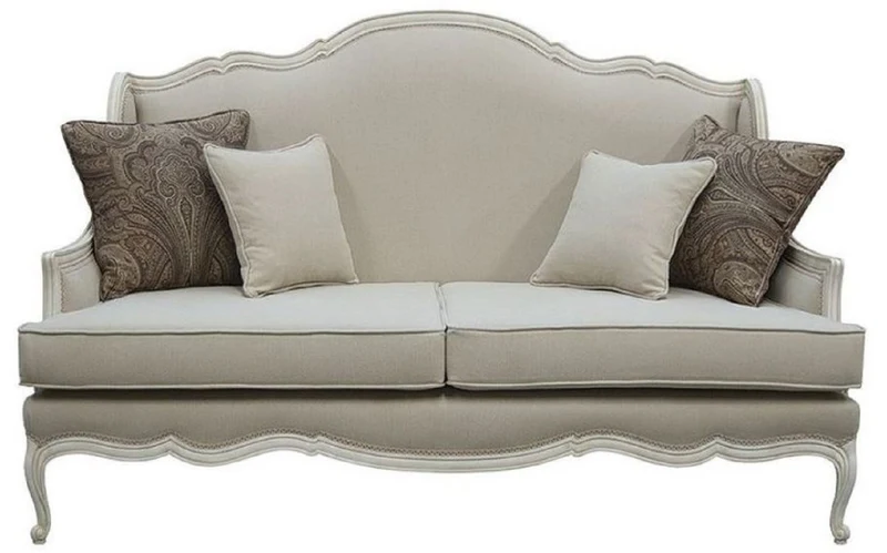 Casa Padrino Luxus Barock Sofa Grau / Antik Grau 185 x 95 x H. 111 cm - Wohnzimmer Sofa mit dekorativen Kissen - Edle Barock Möbel