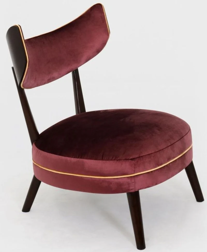 Casa Padrino Luxus Art Deco Lounge Salon Sessel mit gebogener Rückenlehne Lila / Orange / Dunkelbraun 78 x 70 x H. 90 cm - Luxus Möbel