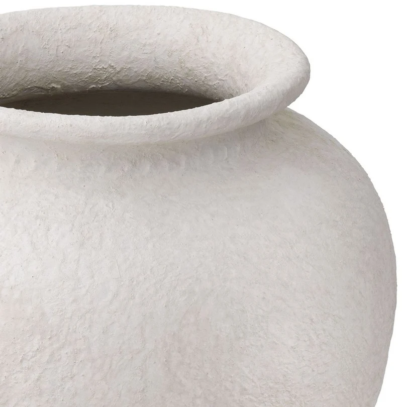 Casa Padrino Luxus Tonvase Matt Weiß Ø 45 x H. 54 cm - Handgefertigte Runde Deko Vase - Wohnzimmer Deko - Garten Deko - Deko Accessoires