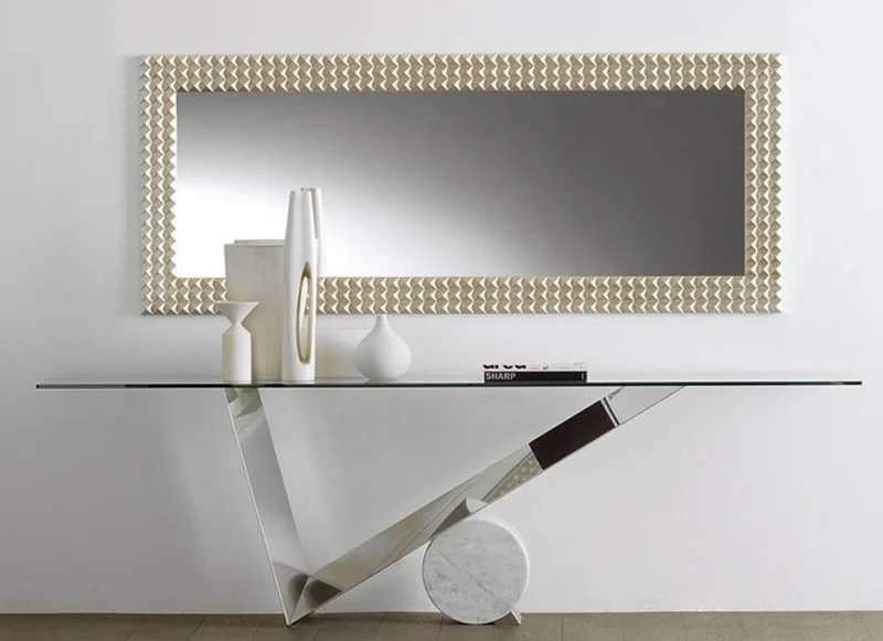 Casa Padrino Designer Konsole Silber / Weiß - Verschiedene Tischgrößen - Konsolentisch mit Glasplatte - Moderne Wohnzimmer Möbel - Luxus Kollektion