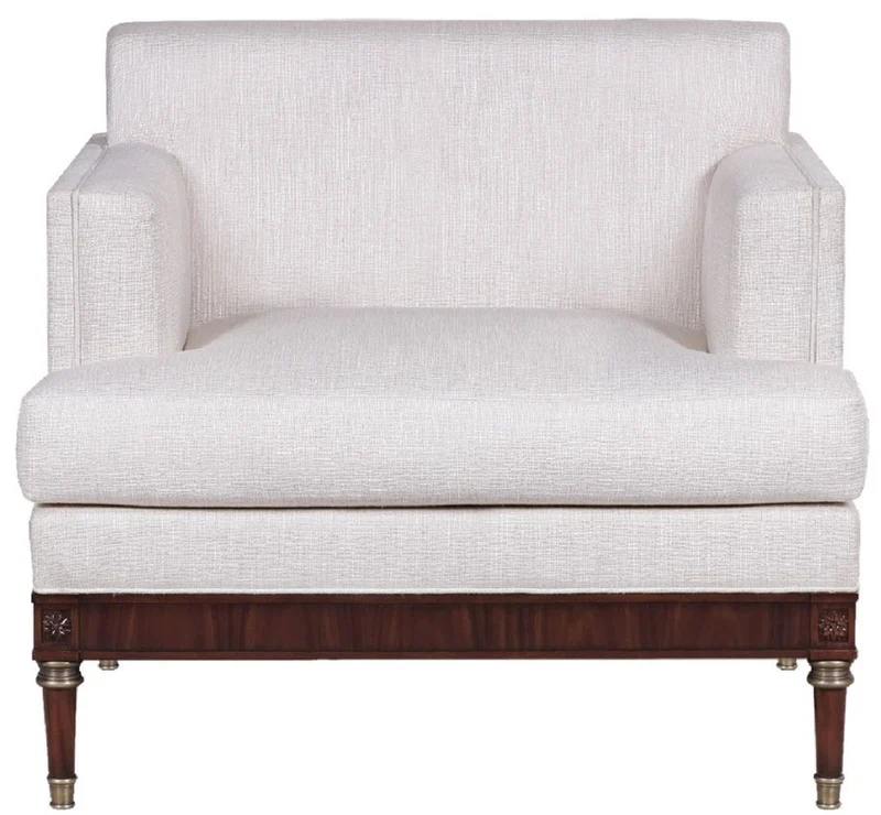 Casa Padrino Luxus Art Deco Lounge Salon Sessel Weiß / Dunkelbraun 92 x 83 x H. 82 cm - Art Deco Wohnzimmer Möbel - Luxus Qualität