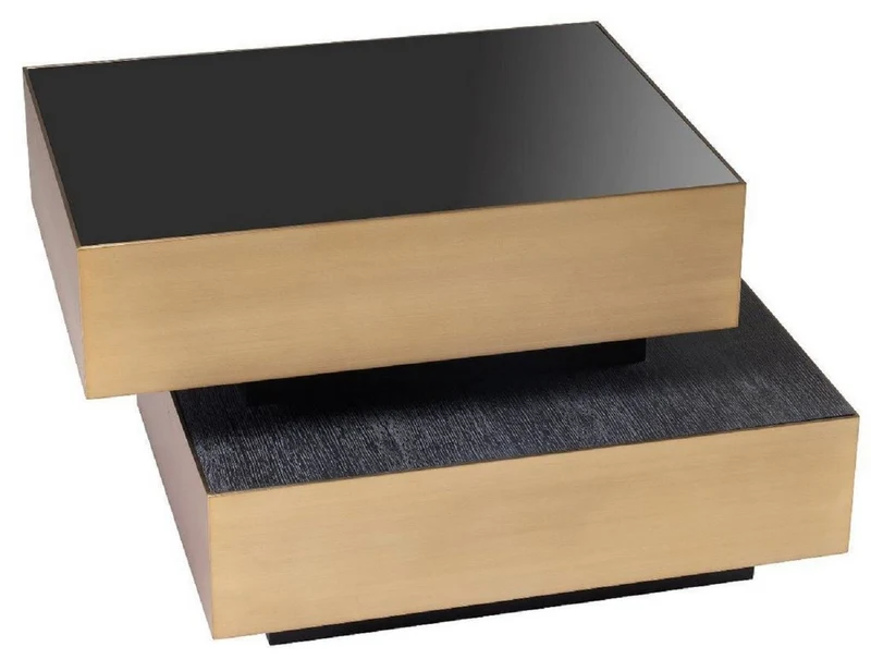 Casa Padrino Luxus Beistelltisch Messingfarben / Anthrazitgrau / Schwarz 62 x 80 x H. 48 cm - Wohnzimmer Möbel - Luxus Qualität