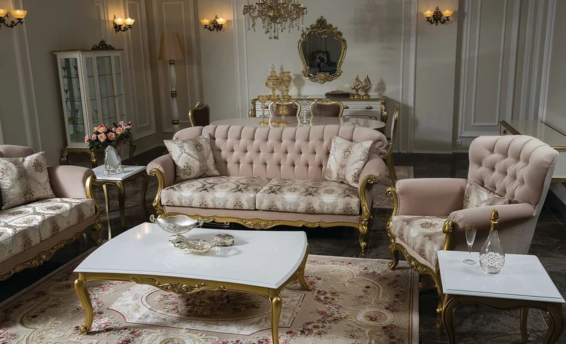 Casa Padrino Luxus Barock Sessel Rosa / Gold 93 x 75 x H. 108 cm - Wohnzimmer Sessel mit elegantem Muster und dekorativem Kissen - Barock Möbel