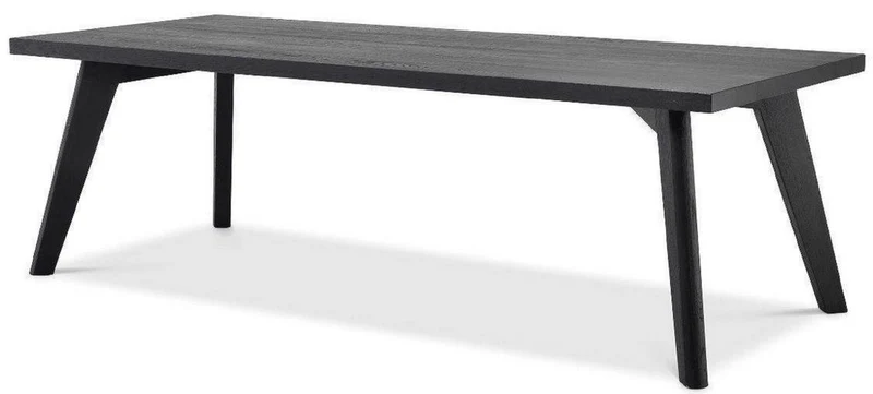 Casa Padrino Luxus Massivholz Esstisch Schwarz 240 x 100 x H. 76 cm - Rechteckiger Eichenholz Küchentisch - Luxus Massivholz Esszimmer Möbel