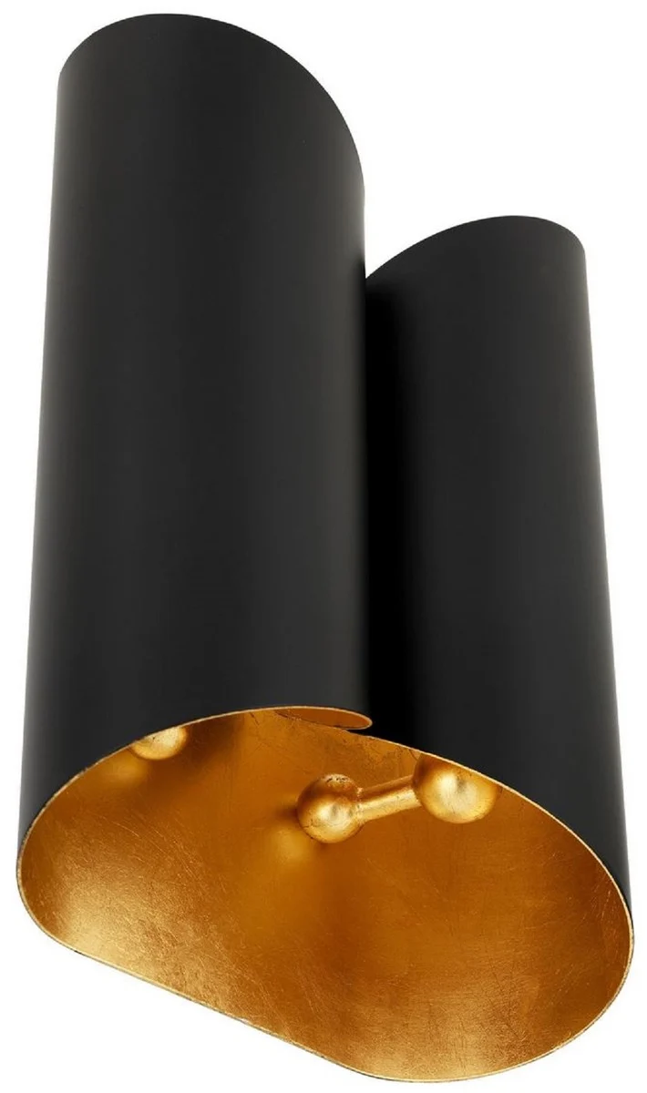 Casa Padrino Designer Wandleuchte Schwarz / Gold 18 x 10,5 x H. 28 cm - Moderne Wohnzimmer Metall Wandlampe - Luxus Qualität