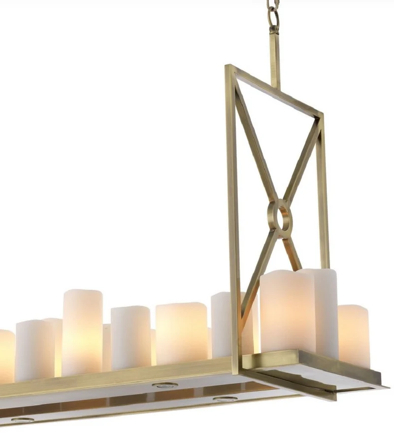 Casa Padrino Luxus LED Kronleuchter Messingfarben / Weiß 120 x 39 x H. 79 cm - Moderner Kronleuchter mit Fernbedienung - Luxus Qualität