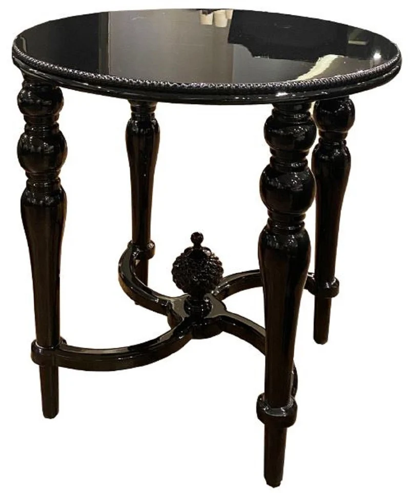 Casa Padrino Luxus Barock Beistelltisch Schwarz - Handgefertigter Massivholz Tisch - Barock Wohnzimmer Möbel