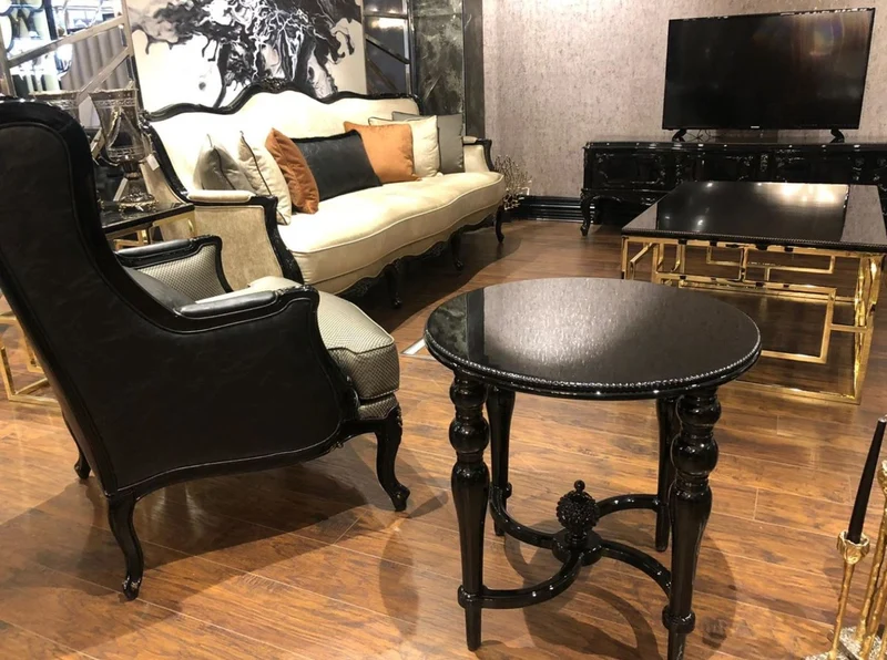 Casa Padrino Luxus Barock Beistelltisch Schwarz - Handgefertigter Massivholz Tisch - Barock Wohnzimmer Möbel