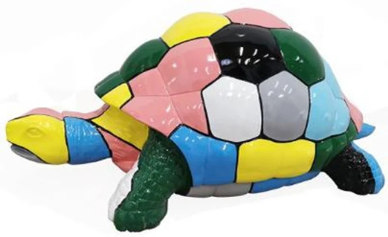 Casa Padrino Designer Dekofigur Schildkröte Mehrfarbig 110 x 48 x H. 45 cm - Wetterbeständige Deko Skulptur - Wohnzimmer Deko - Garten Deko - Designer Deko Tierfigur