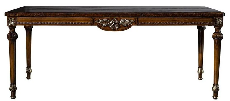 Casa Padrino Luxus Barock Esszimmer Set Mintgrün / Braun - 1 Esstisch & 6 Esszimmerstühle - Edle Esszimmer Möbel im Barockstil