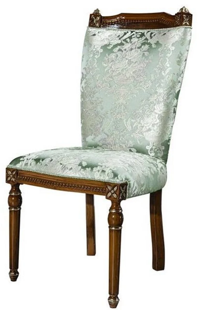 Casa Padrino Luxus Barock Esszimmer Set Mintgrün / Braun - 1 Esstisch & 6 Esszimmerstühle - Edle Esszimmer Möbel im Barockstil