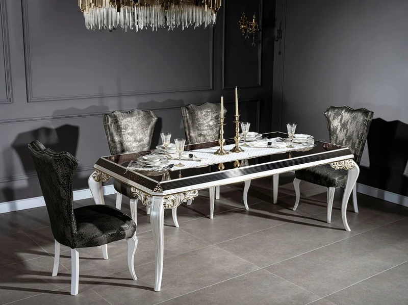 Casa Padrino Luxus Barock Esszimmer Stuhl Set Grün / Gold / Weiß 49 x 56 x H. 102 cm - Edles Küchen Stühle 6er Set - Barock Esszimmer Möbel