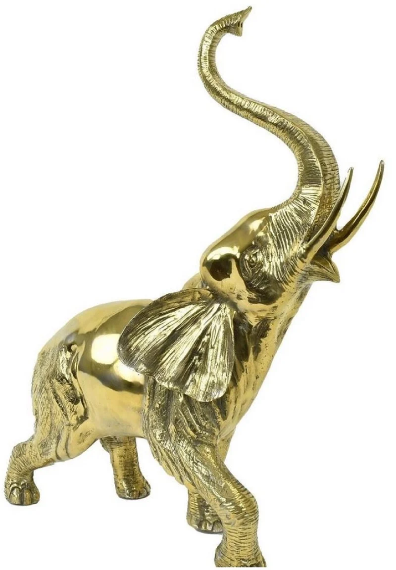 Casa Padrino Luxus Bronzefigur Elefant Gold 50 x 25 x H. 70 cm - Bronze Skulptur - Dekofigur - Deko Accessoires - Luxus Kollektion