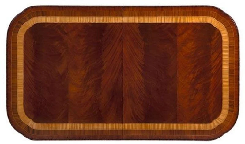 Casa Padrino Luxus Jugendstil Esstisch Braun / Dunkelbraun / Gold 212-312 x 115 x H. 77 cm - Ausziehbarer Mahagoni Küchentisch - Esszimmer Möbel