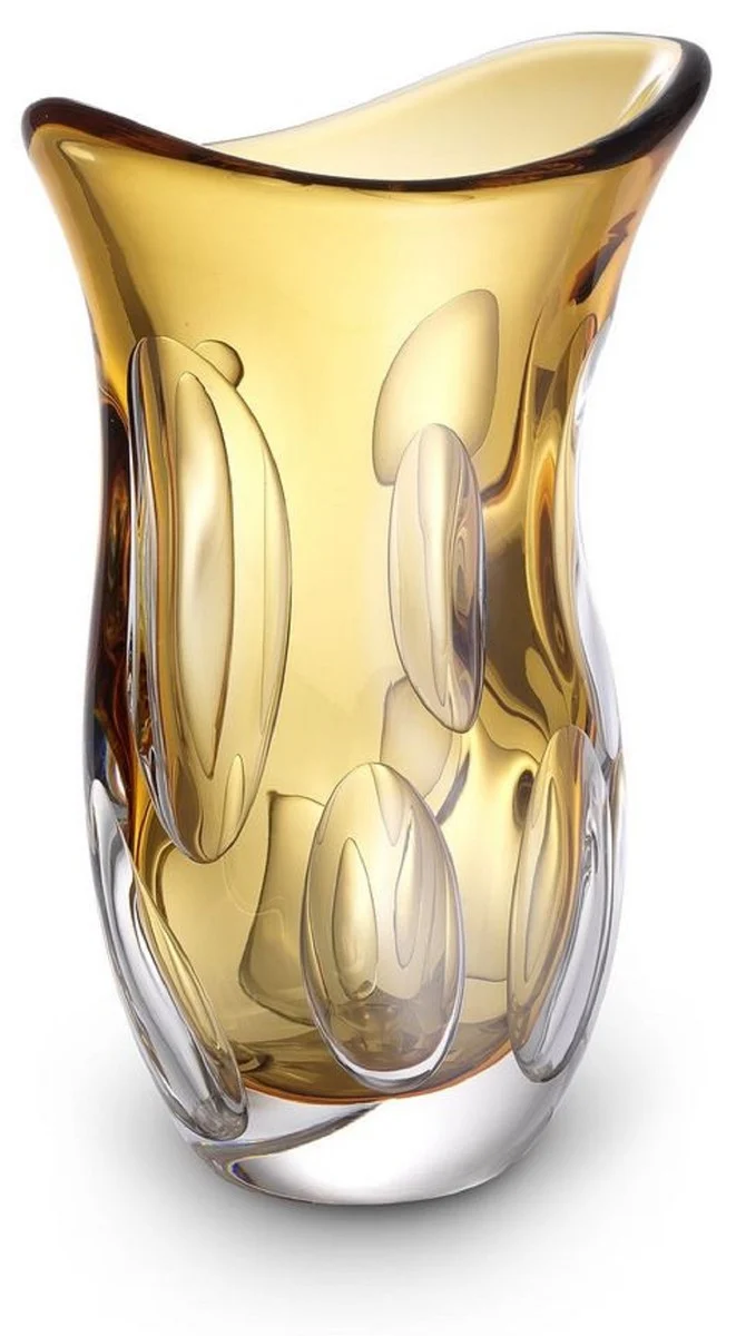 Casa Padrino Luxus Deko Glasvase Orange 20 x 13 x H. 30 cm - Elegante Blumenvase aus mundgeblasenem Glas - Deko Accessoires