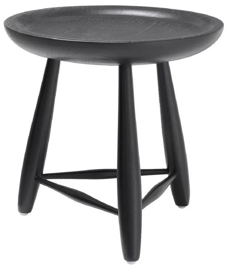 Casa Padrino Luxus Massivholz Beistelltisch Schwarz Ø 38 x H. 44 cm - Runder Mindiholz Tisch - Luxus Wohnzimmer Möbel