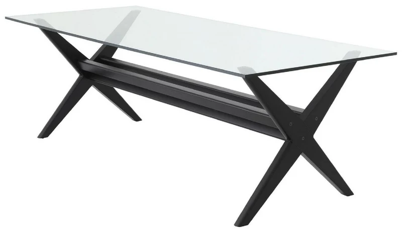 Casa Padrino Luxus Esstisch Schwarz 230 x 100 x H. 77 cm - Massivholz Küchentisch mit Glasplatte - Rechteckiger Esszimmertisch - Luxus Esszimmer Möbel