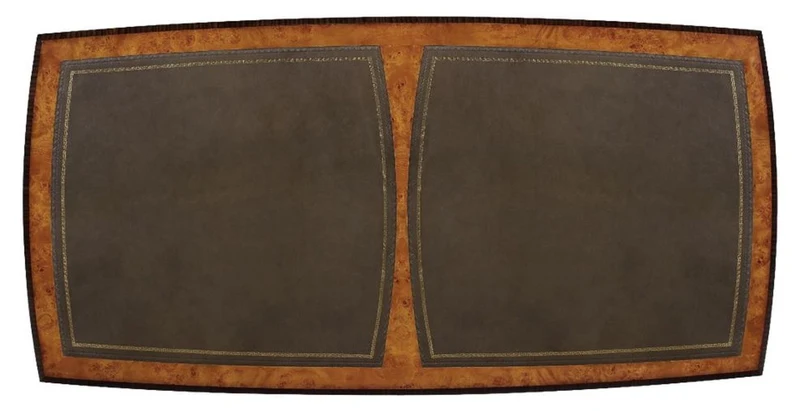 Casa Padrino Luxus Jugendstil Couchtisch Hellbraun / Braun 150 x 75 x H. 47 cm - Eleganter Massivholz Wohnzimmertisch mit hochwertigem Echtleder - Barock & Jugendstil Wohnzimmer Möbel