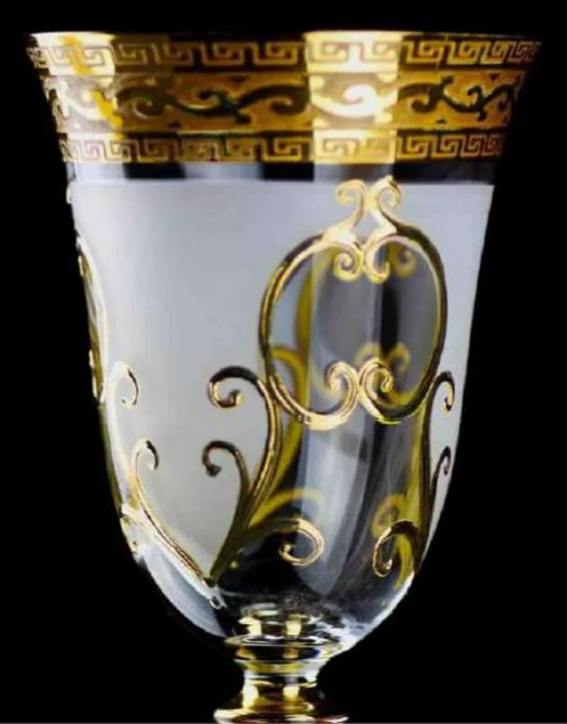 Casa Padrino Luxus Barock Likörglas 6er Set Weiß / Gold Ø 5,5 x H. 17 cm - Handgefertigte und handbemalte Likörgläser - Hotel & Restaurant Accessoires - Luxus Qualität