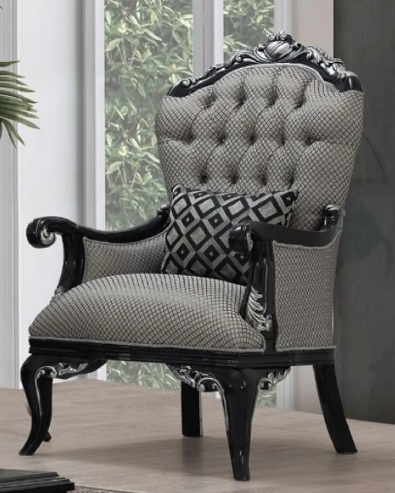 Casa Padrino Luxus Barock Wohnzimmer Set Silber / Schwarz - 2 Sofas & 2 Sessel & 1 Couchtisch - Handgefertigte Barock Wohnzimmer Möbel - Edel & Prunkvoll