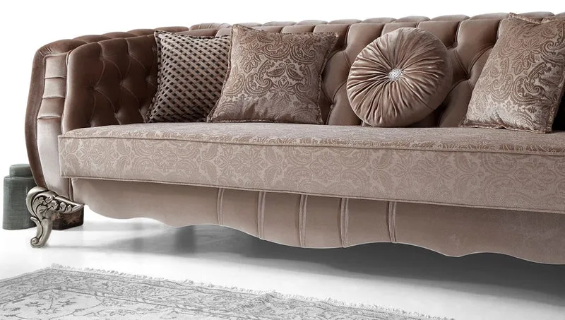 Casa Padrino Luxus Barock Sofa Rosa / Silber 235 x 103 x H. 82 cm - Barockstil Wohnzimmer Sofa mit dekorativen Kissen - Barock Wohnzimmer Möbel