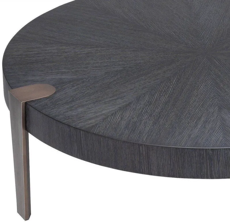 Casa Padrino Luxus Couchtisch Anthrazitgrau / Bronzefarben Ø 121 x H. 38,5 cm - Runder Wohnzimmertisch - Wohnzimmer Möbel - Luxus Qualität