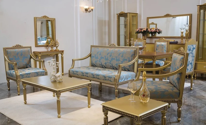Casa Padrino Luxus Barock Couchtisch Gold 110 x 70 x H. 46 cm - Eleganter Massivholz Wohnzimmertisch im Barockstil - Barock Wohnzimmer Möbel