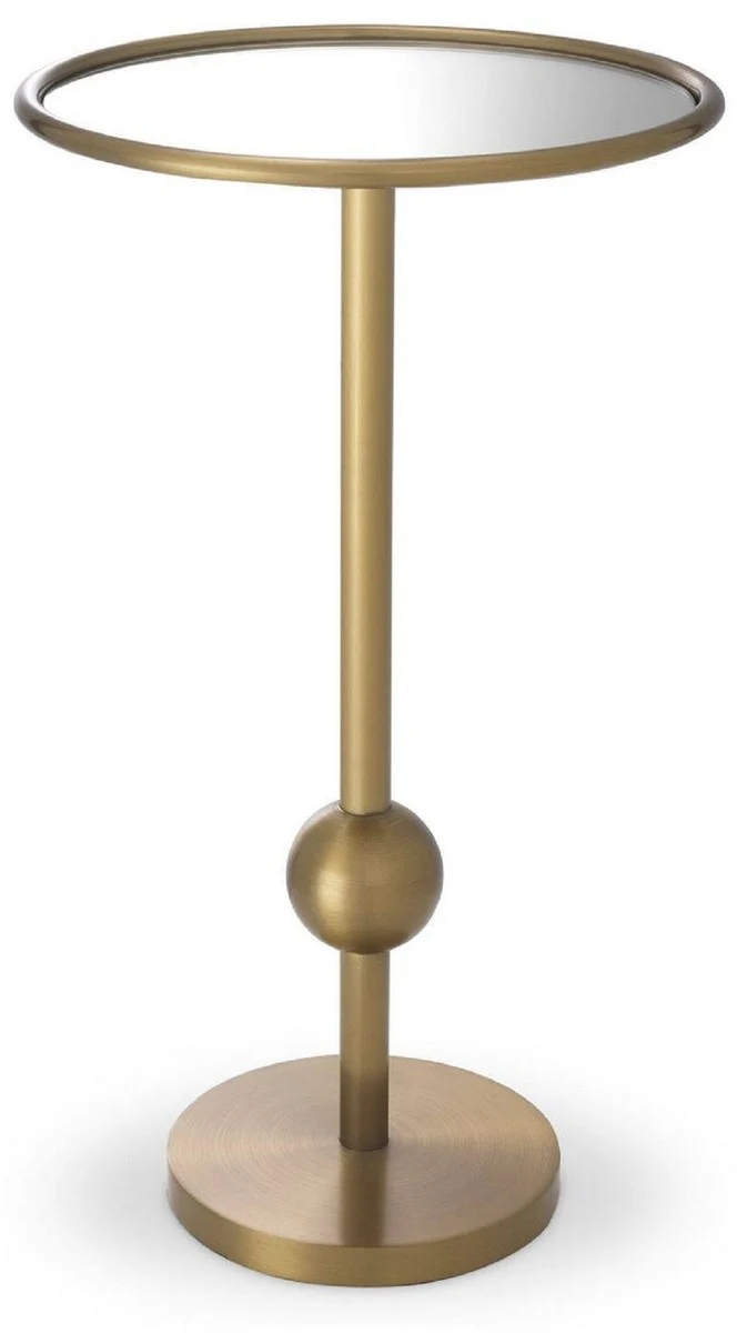Casa Padrino Luxus Beistelltisch Messingfarben Ø 26 x H. 45,5 cm - Runder Edelstahl Tisch mit Spiegelglas - Luxus Wohnzimmer Möbel