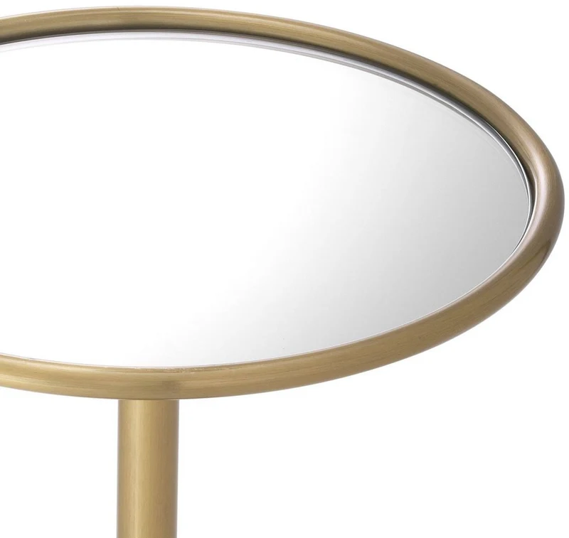 Casa Padrino Luxus Beistelltisch Messingfarben Ø 26 x H. 45,5 cm - Runder Edelstahl Tisch mit Spiegelglas - Luxus Wohnzimmer Möbel