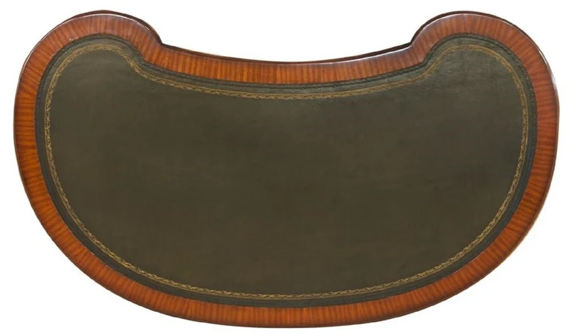 Casa Padrino Luxus Barock Schreibtisch Dunkelbraun / Hellbraun / Grün - Handgefertigter Mahagoni Schreibtisch mit 5 Schubladen - Edle Barock Büro Möbel