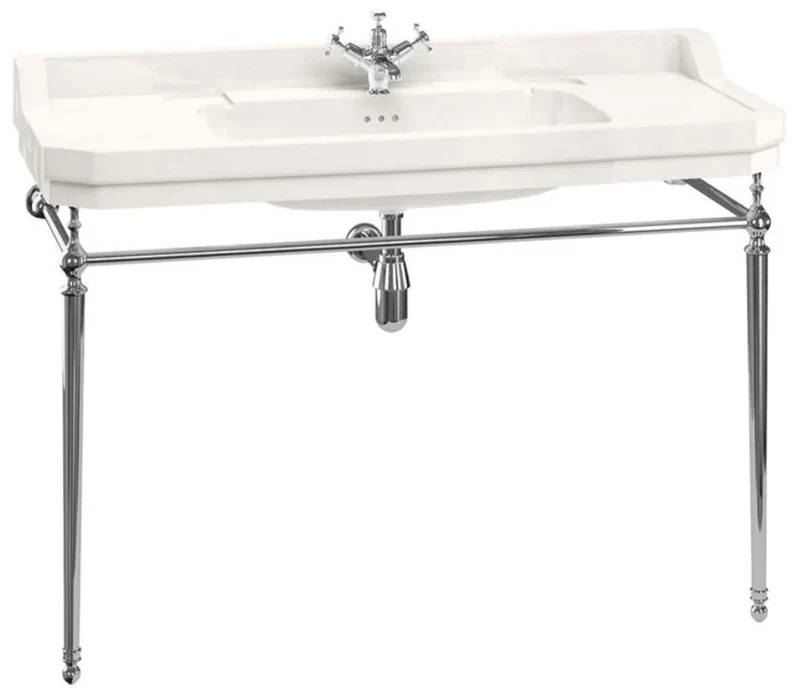 Casa Padrino Luxus Jugendstil Waschtisch 121 x 51 x H. 90 cm - Verschiedene Farben - Porzellan 1-Loch Stand Waschbecken mit Untergestell - Badezimmer Möbel